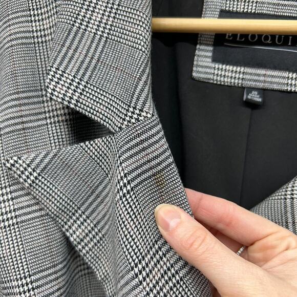 Eloquii Black White Collared Professional Houndstooth Blazer Jacket Plus Size 20 - Picture 8 of 8
